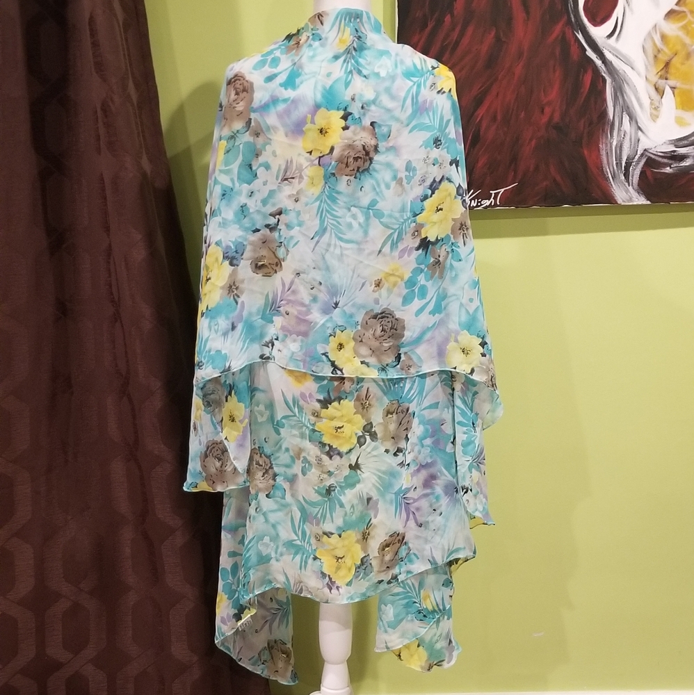 Nwot Open Front Multi-Color Sheer Swimsuit Coverup - image 4